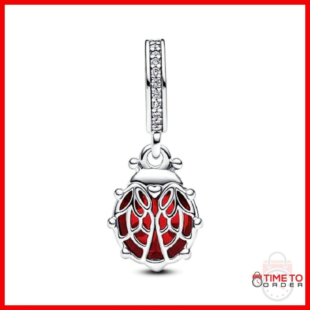 Sterling Silver Ladybug Charm Bracelet Dangle 1cm - Picture 3 of 4